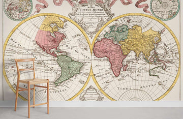 Vintage World Map Mural for Wall