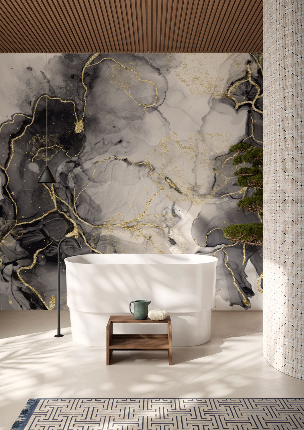 Luxurious Gold Vein Marble Mural Wallpaper