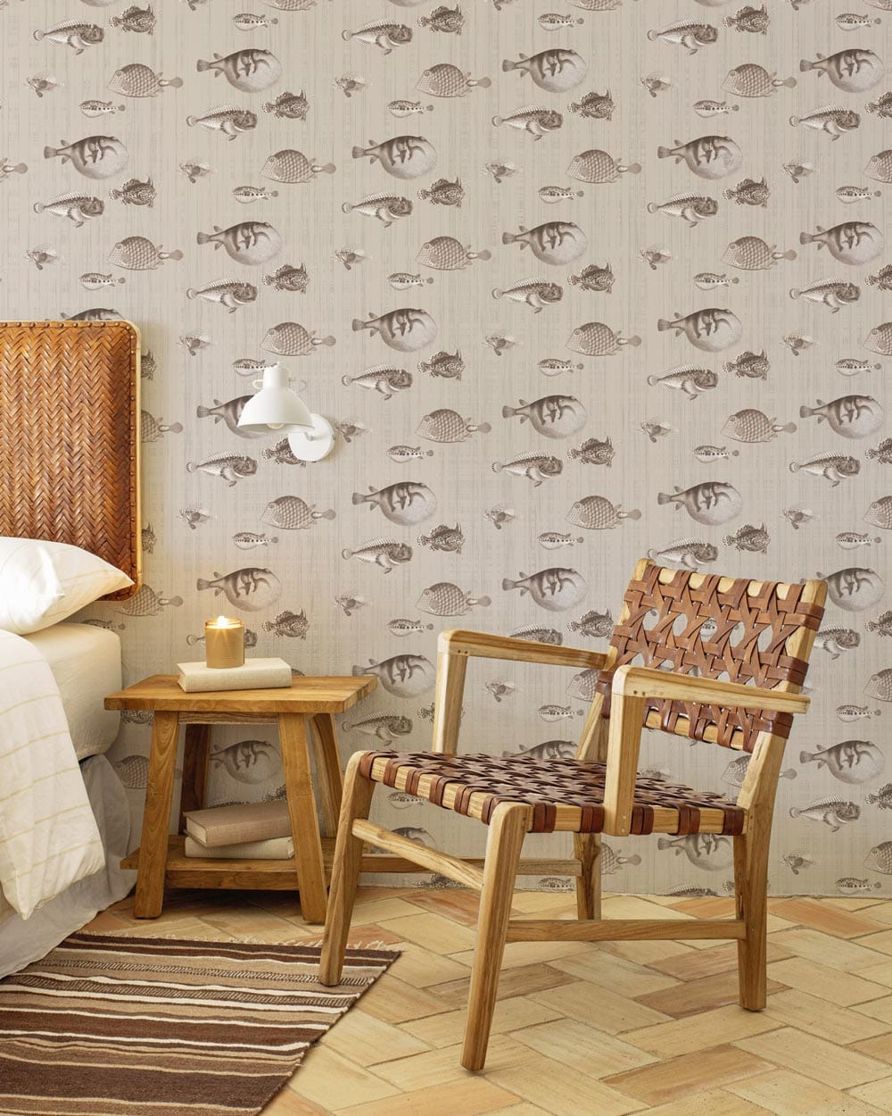neutral fishes pattern wallpaper design