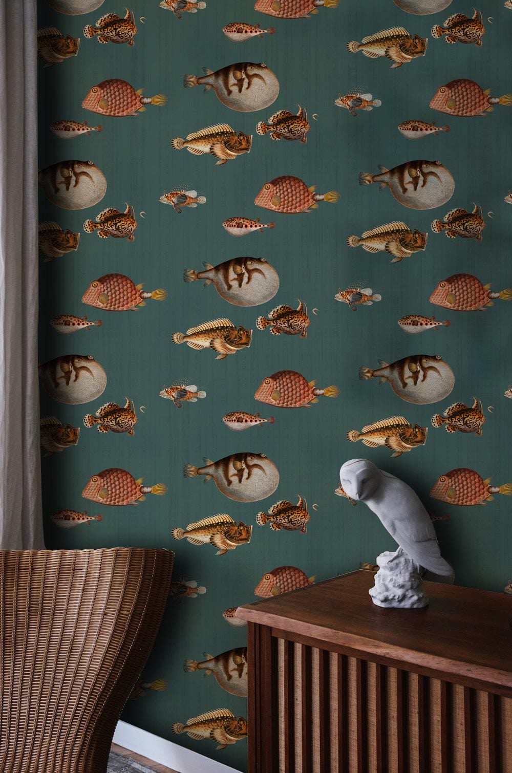 unique marine fishes gathering wall mural art