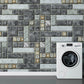 gray and neutral pattern tile mural washing room