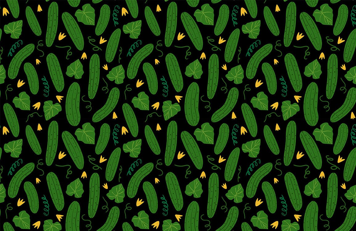 Whimsical Green Cucumber Pattern Mural Wallpaper