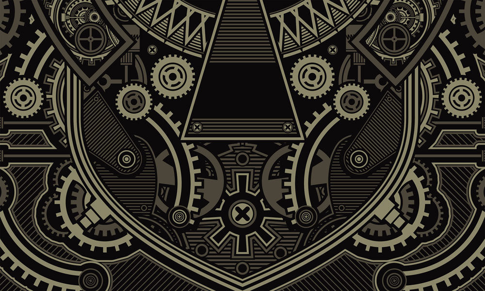 Steampunk Gears Metallic Gold Wallpaper Mural