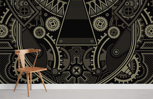 Dark gears pattern wallpaper with a twist