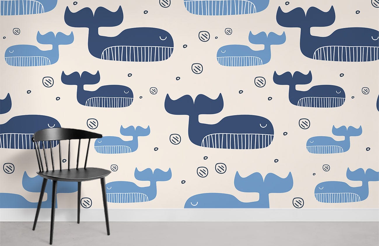 Meditating Whale Blue Wallpaper Room Decoration Idea