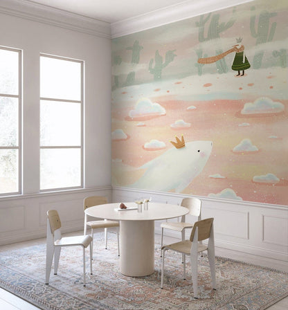 Meet In The World Watercolor Animal Wallpaper Design