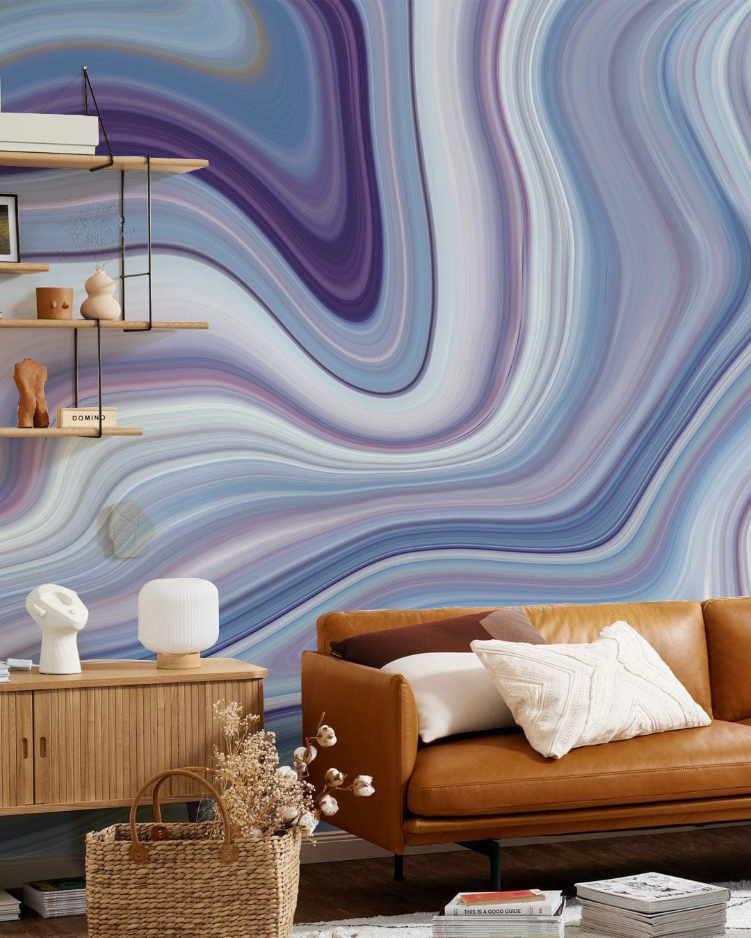 purple Ombre Marble Wallpaper Mural for living room decor