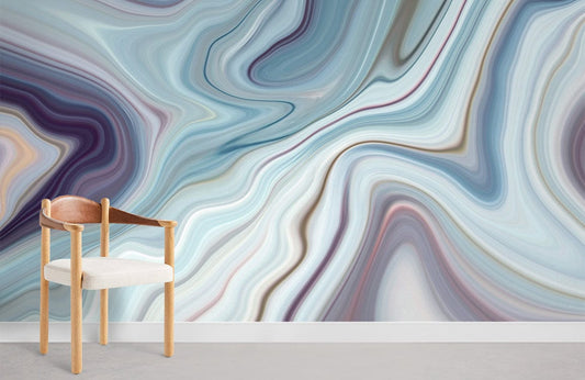 Wallpaper mural of melted blue marble in the room