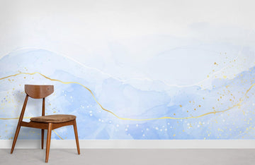 Blue Gold Marble Abstract Mural Wallpaper