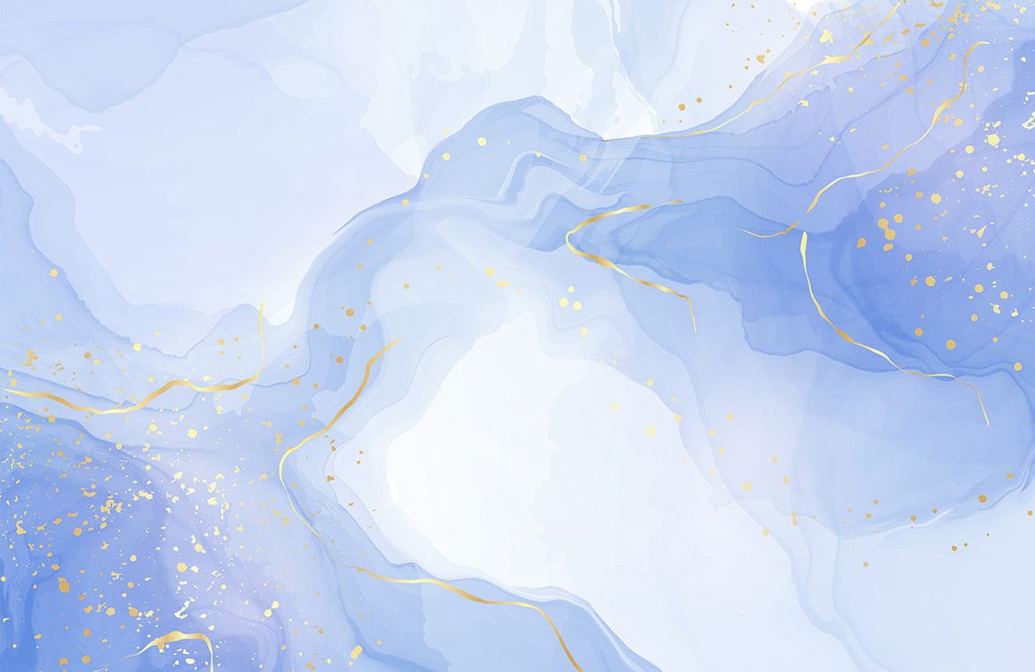 Luxury Blue Marble Gold Veins Mural Wallpaper