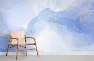 Carta da parati murale in marmo blu di lusso con vene dorate