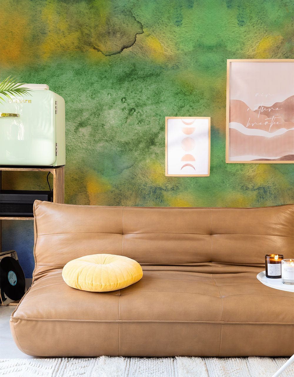 Green & yellow mixed effect Wallpaper Mural for living Room