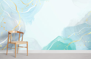 Abstract Watercolor Blue Green Mural Wallpaper