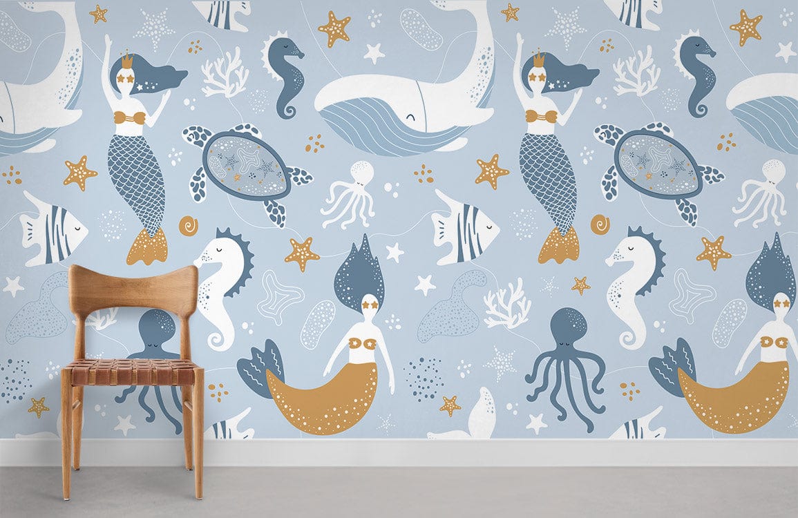 Blue Ocean Animal Wall Murals Room Decoration Idea