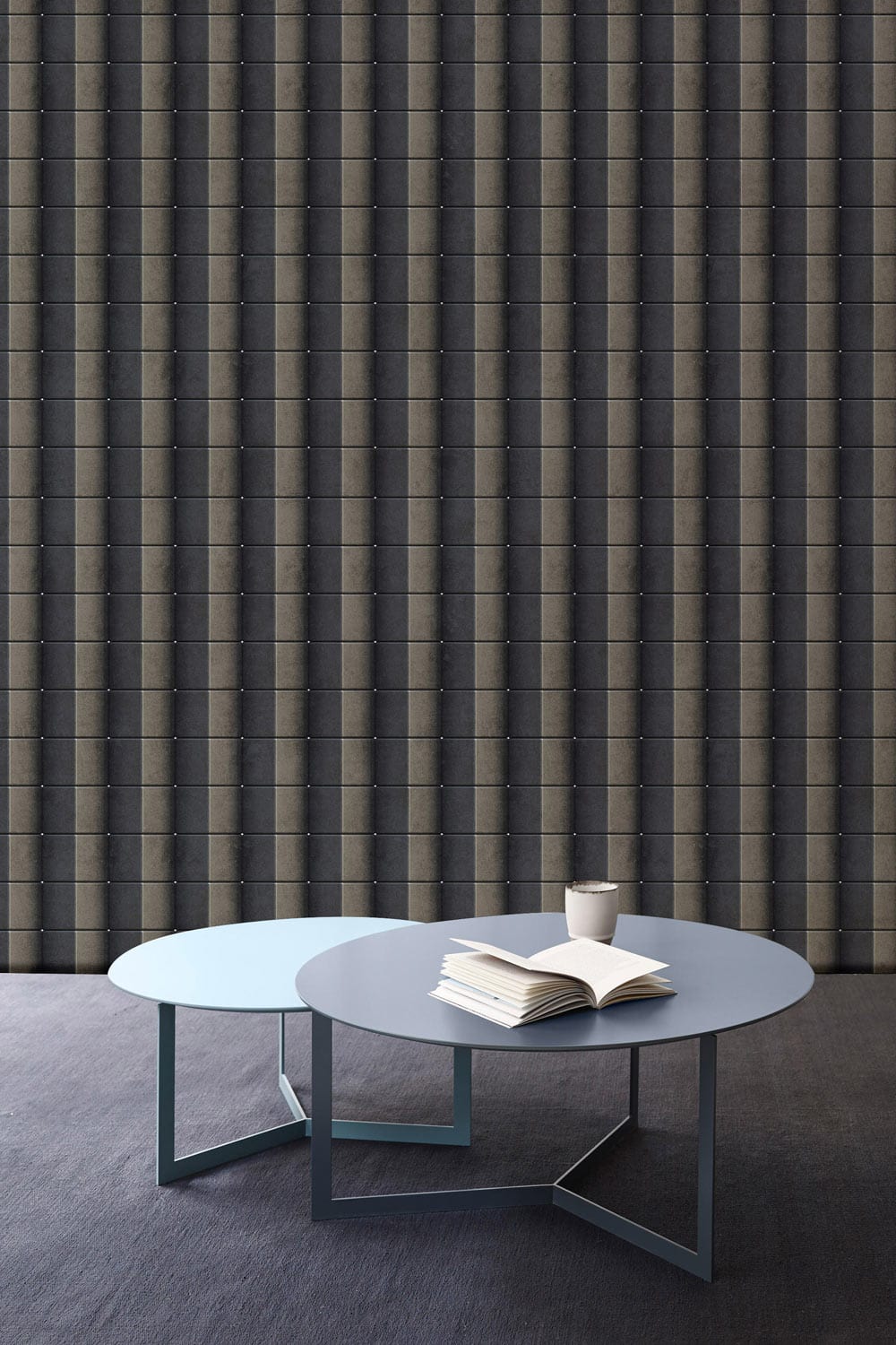 Metal wallpaper for the living room with an industrial flair.