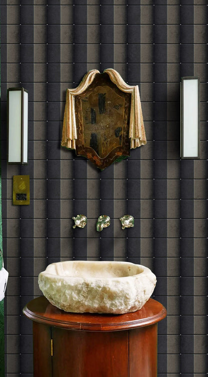 lounge with wrinkle metal impression wallpaper