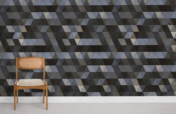Modern Geometric Black Grey Mural Wallpaper