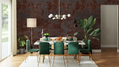 Rustic Industrial Metal Patina Mural Wallpaper in dining room
