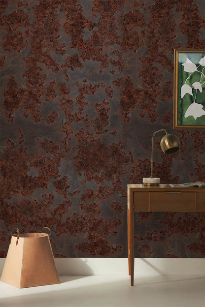 Rustic Industrial Metal Patina Mural Wallpaper in office