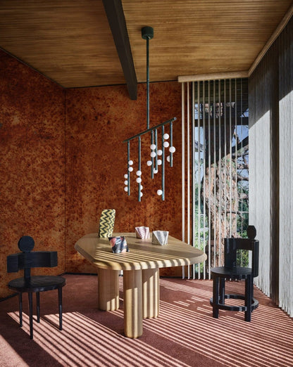 Rustic Industrial Orange Faux Finish Mural Wallpaper in dining room
