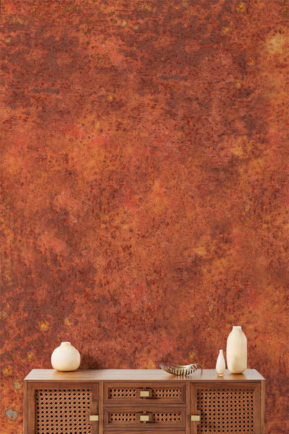 Rustic Burnt Orange Marble Mural Wallpaper in living room