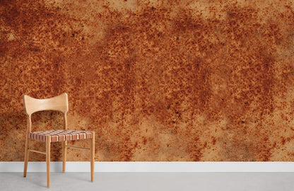 Rustic Industrial Orange Faux Finish Mural Wallpaper
