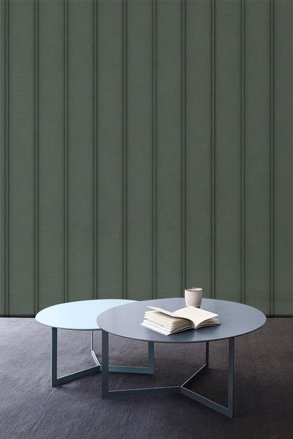 Emerald Green Striped Textured Wallpaper Mural in living room