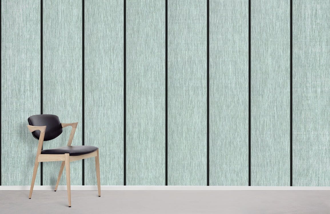 Wallpaper Mural with Green Vertical Wood Panels for Home Decor