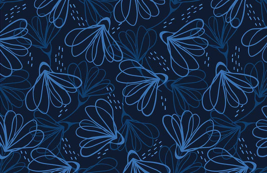 Blue Flower Pattern Wall Murals Home Decor