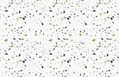 Wallpaper mural in the form of little chips with a marble pattern in the kitchen