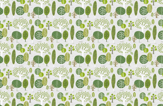 Green Botanical Forest Pattern Mural Wallpaper
