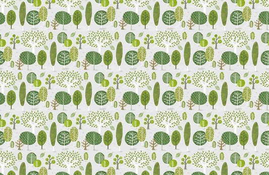 Green Botanical Forest Pattern Mural Wallpaper