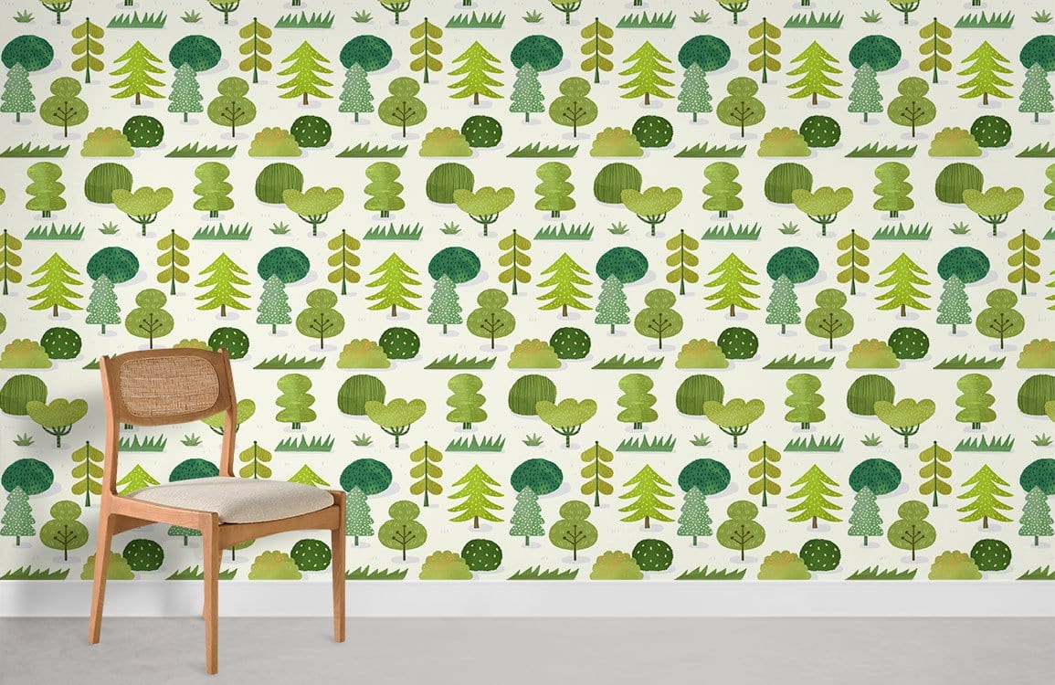 Mini Green Trees Wallpaper Mural
