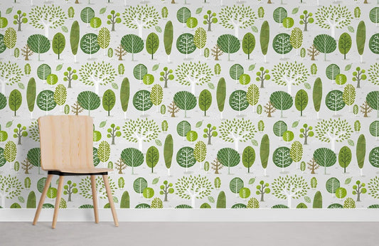 Green Botanical Forest Pattern Mural Wallpaper