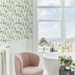 Botanical Forest Pattern Mural Wallpaper in bathroom