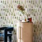 Botanical Forest Pattern Mural Wallpaper in living room