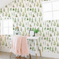 Botanical Forest Pattern Mural Wallpaper in bedroom