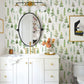 Botanical Forest Pattern Mural Wallpaper in bathroom