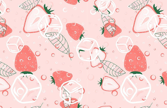 Mint Strawberry Fruit Pattern Design