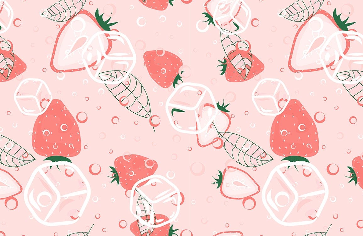 Mint Strawberry Fruit Pattern Design
