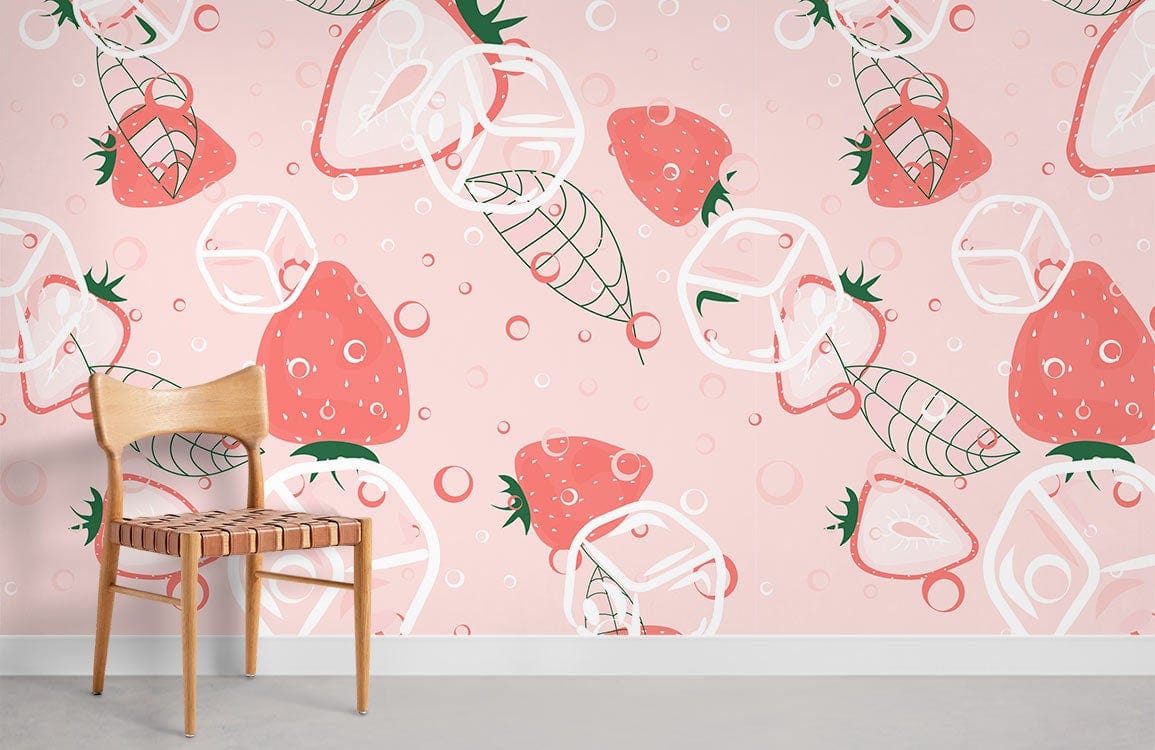 Mint Strawberry Wallpaper Mural Room