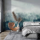 Wallpaper mural with a misty forest scene for use in decorating bedrooms
