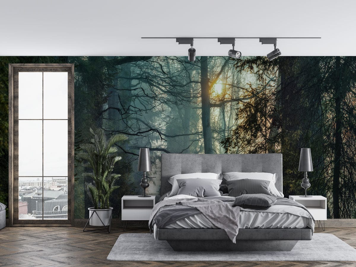 Misty Forest Trail Living Room Mural