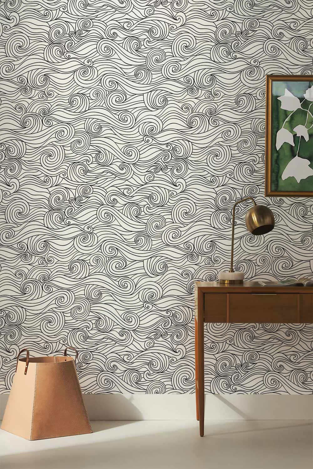 Abstract Swirl Pattern Black Wallpaper Mural