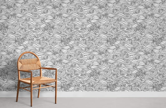 Abstract Swirl Pattern Black Wallpaper Mural