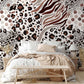 bedroom decoration wallpaper mural with a variegated design of fur and animals
