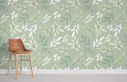 Mixed Leaves Mural Wallpaper Room Decoration Idea
