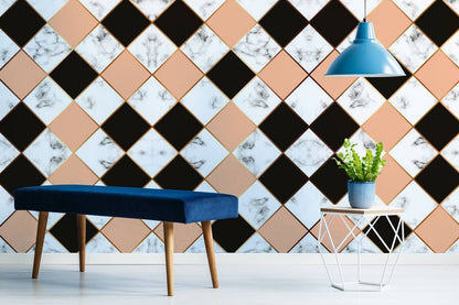 Marble Patterned Wallpaper Mural in the Hallway
