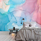 Abstract Watercolor Ink Marble Mural Wallpaper in bedroom