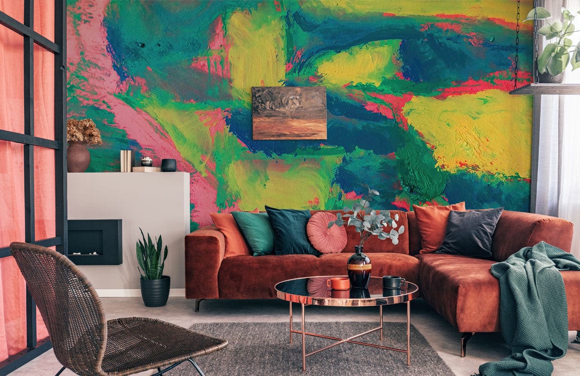 colorful oil painting wallpaper mural living room decor